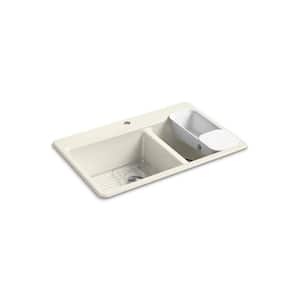 Riverby 33 in. Drop-in Double Bowl Biscuit Cast Iron Kitchen Sink