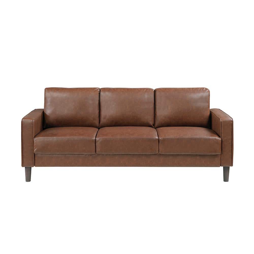 Lazzara Apollo 77 in. W Square Arm Faux Leather Rectangle Sofa in