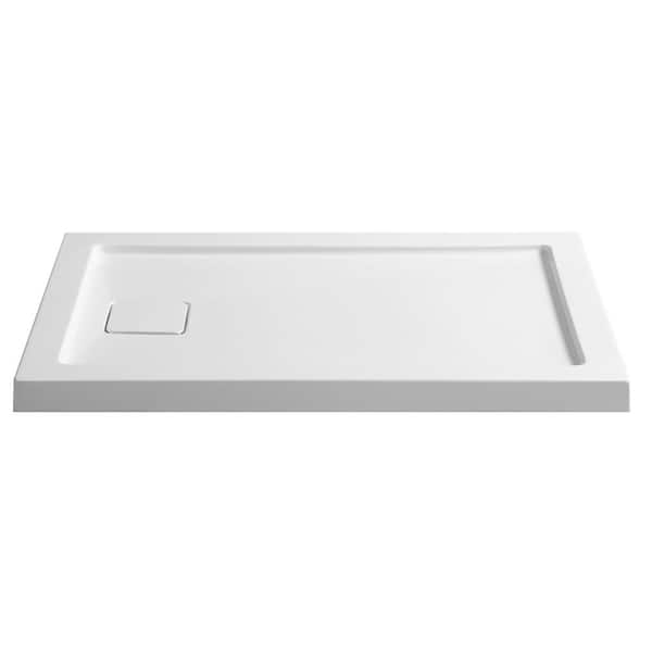 ANZZI Forum Base Series 48 in. L x 32 in. W Alcove Shower Shower Pan Base with Reversible Drain in Glossy White Marine Acrylic