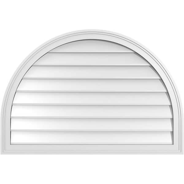 Ekena Millwork 38 in. x 26 in. Round Top White PVC Paintable Gable Louver Vent Non-Functional