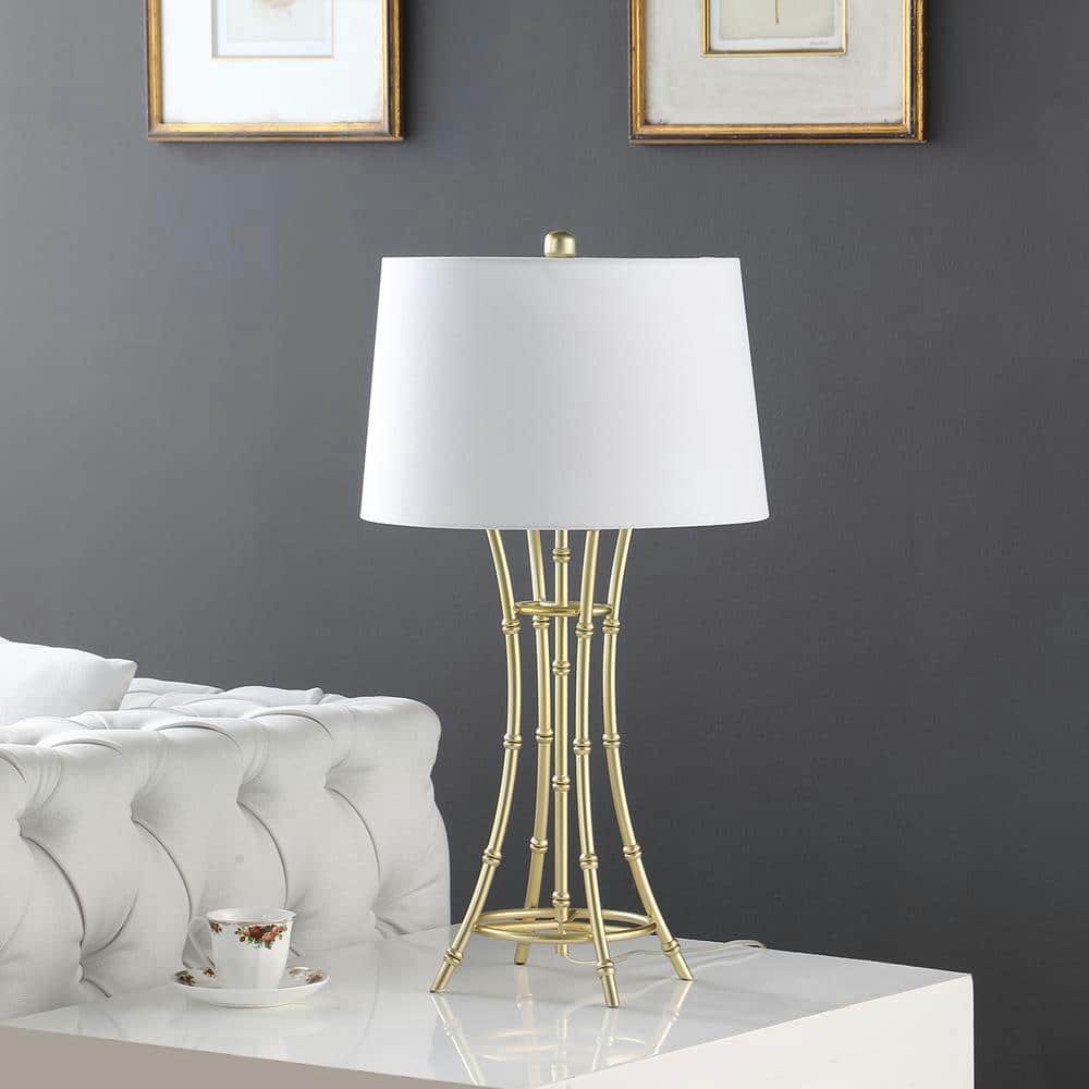 Kiara 29.25" Satin Brushed Gold Bamboo Metal Table Lamp
