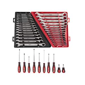 SAE/Metric Combination Ratcheting Wrench Mechanics Tool Set with Screwdriver Set (40-Piece)