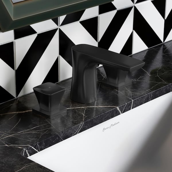 Swiss Madison Monaco 8 in. Widespread Double Handles Bathroom Faucet in Matte Black