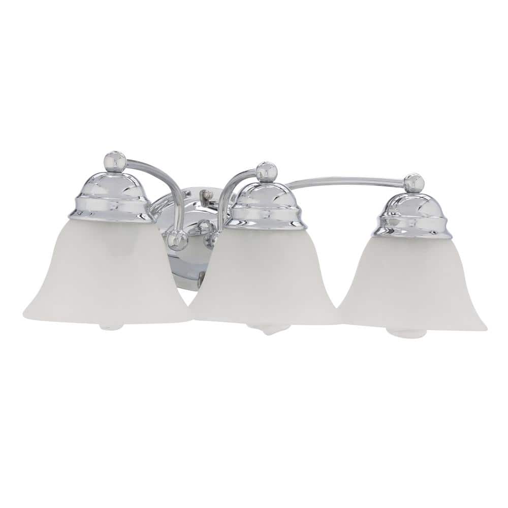 Empire Polished Chrome Three-Light Vanity with Alabaster Glass