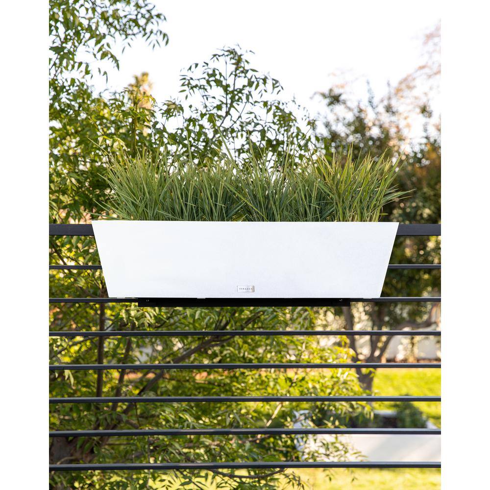 36" White Plastic Railing Planter with Adjustable Brackets