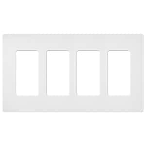Claro 4 Gang Wall Plate for Decorator/Rocker Switches, Satin, Snow (SC-4-SW) (1-Pack)