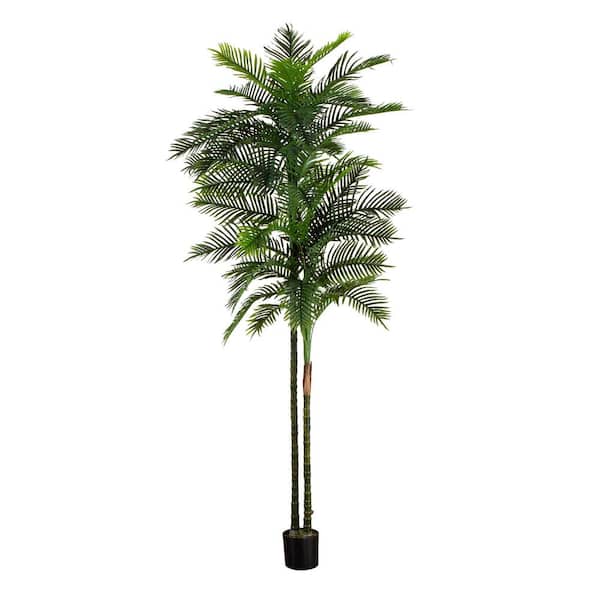 Nearly Natural 10 ft. UV Resistant Artificial Double Robellini Palm Tree (Indoor/Outdoor)