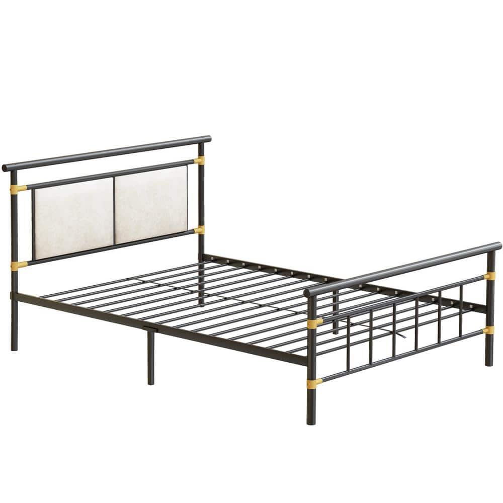 mieres Eureka 58 in. W Contemporary Black Full Size Fabric Metal Platform Bed Frame with
