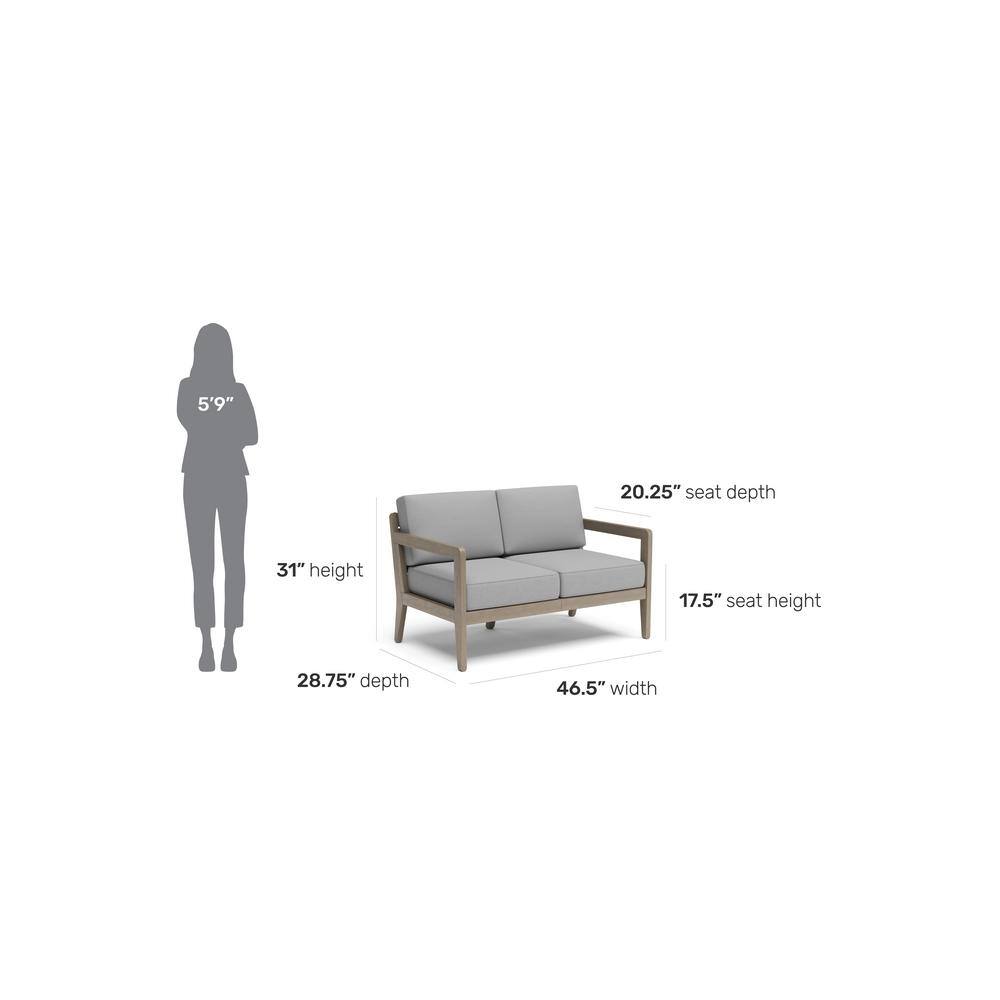 Gray Acacia Wood Outdoor Loveseat with Cushions