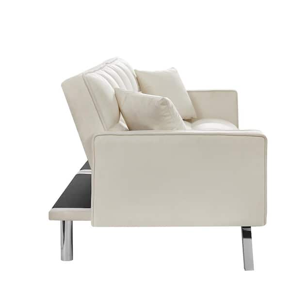 Sofa Bed Velvet Couch, White Velvet Convertible Sofa