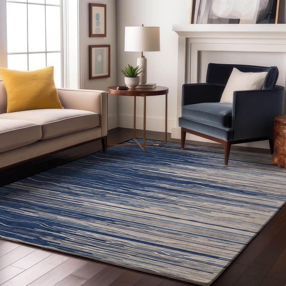 Mayfield Premium Machine Washable Abstract AMF996 Navy 5 ft. x 7 ft. 6 in. Area Rug price history on PriceWatchPro