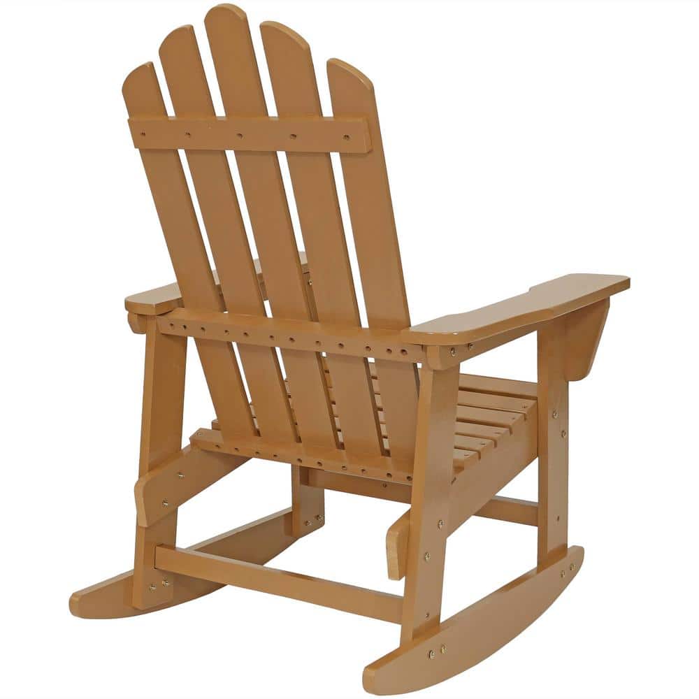 Light Brown Fir Wood Adirondack Rocking Chair with Cedar Finish