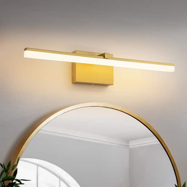 Manuela 22.8 in. Modern Gold Linear Integrated LED 3000K Warm Light Bathroom Vanity Lights for Mirror