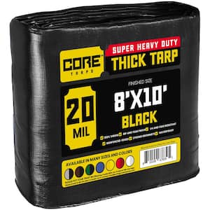 8 ft. x 10 ft. Black 20 Mil Heavy Duty Polyethylene Tarp, Waterproof, UV Resistant, Rip and Tear Proof