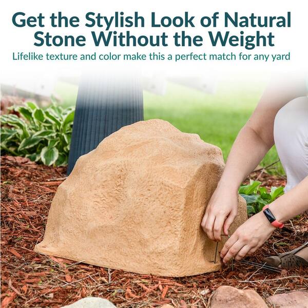Sunnydaze Polyresin Low-Profile Landscape Rock with Stakes - Sand