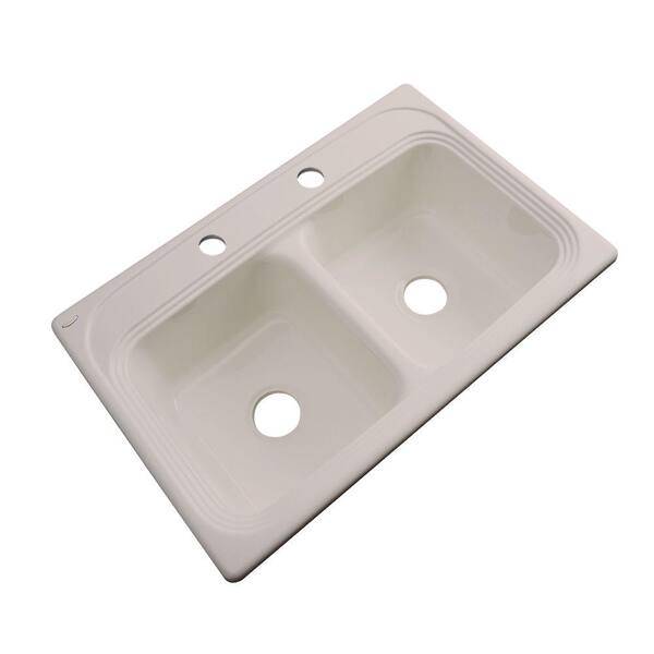 Thermocast Chesapeake Drop-In Acrylic 33 in. 2-Hole Double Bowl Kitchen Sink in Fawn Beige