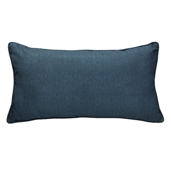 Outdoor Solid Blue Olefin Textured Lumbar Pillow 14 x 26-Includes 1-Lumber Pillow