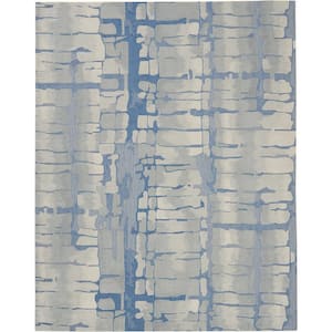 Symmetry Blue/Grey 8 ft. x 10 ft. Distressed Contemporary Area Rug