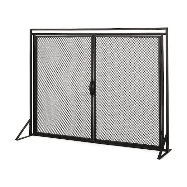 Avex Black Iron 1-Panel 40 in. Fireplace Screen with 2 Doors
