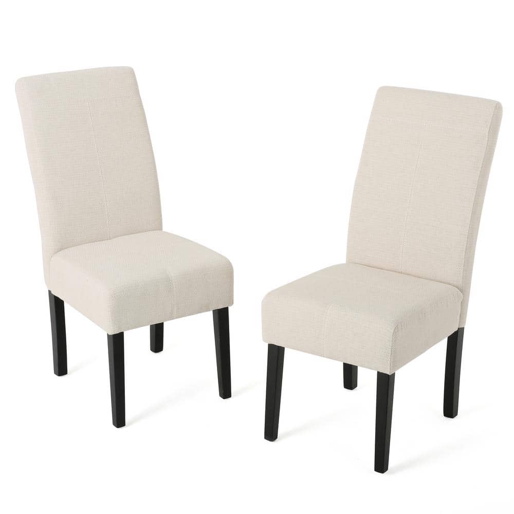 Noble House Pertica Beige Fabric T-Stitch Dining Chairs (Set of 2) 9422