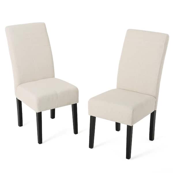Noble House Pertica Beige Fabric T-Stitch Dining Chairs (Set of 2)