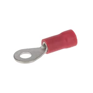 22-18 AWG Vinyl Insulated Ring Terminal #6 Stud, Red (100-Pack)