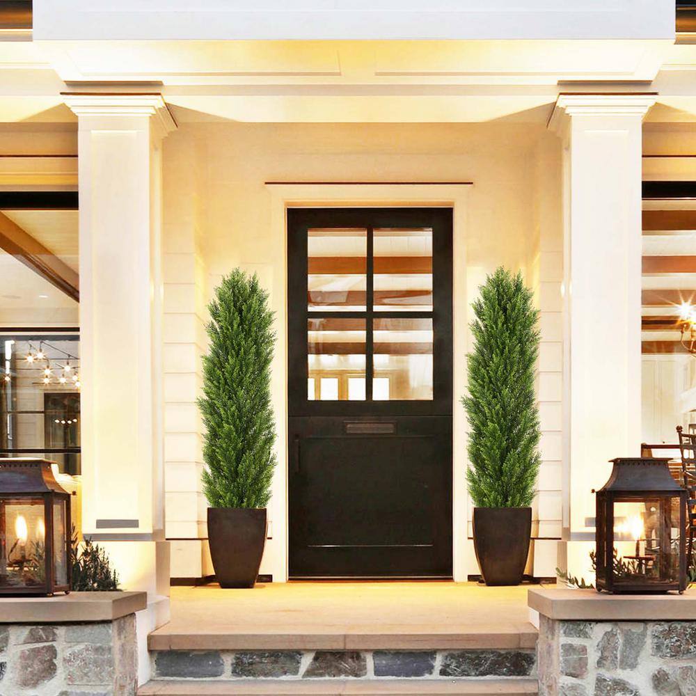 Artificial Cedar 6 ft. Tree Cypress Plants Faux Boxwood Pine Greenery Trees
