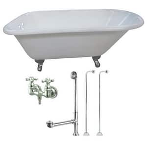 Petite 4.5 ft. Cast Iron Clawfoot Bathtub in White and Faucet Combo in Chrome