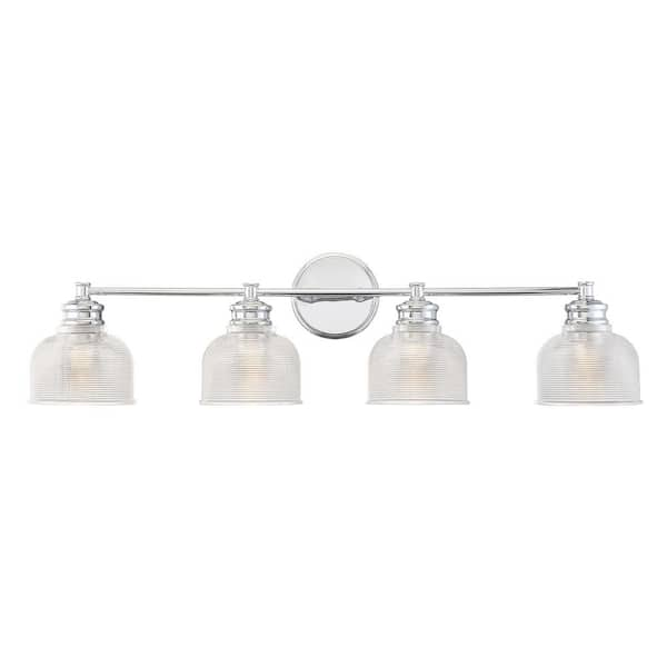 Savoy House 32 in. W x 9.25 in. H 4-Light Chrome Bathroom Vanity Light ...