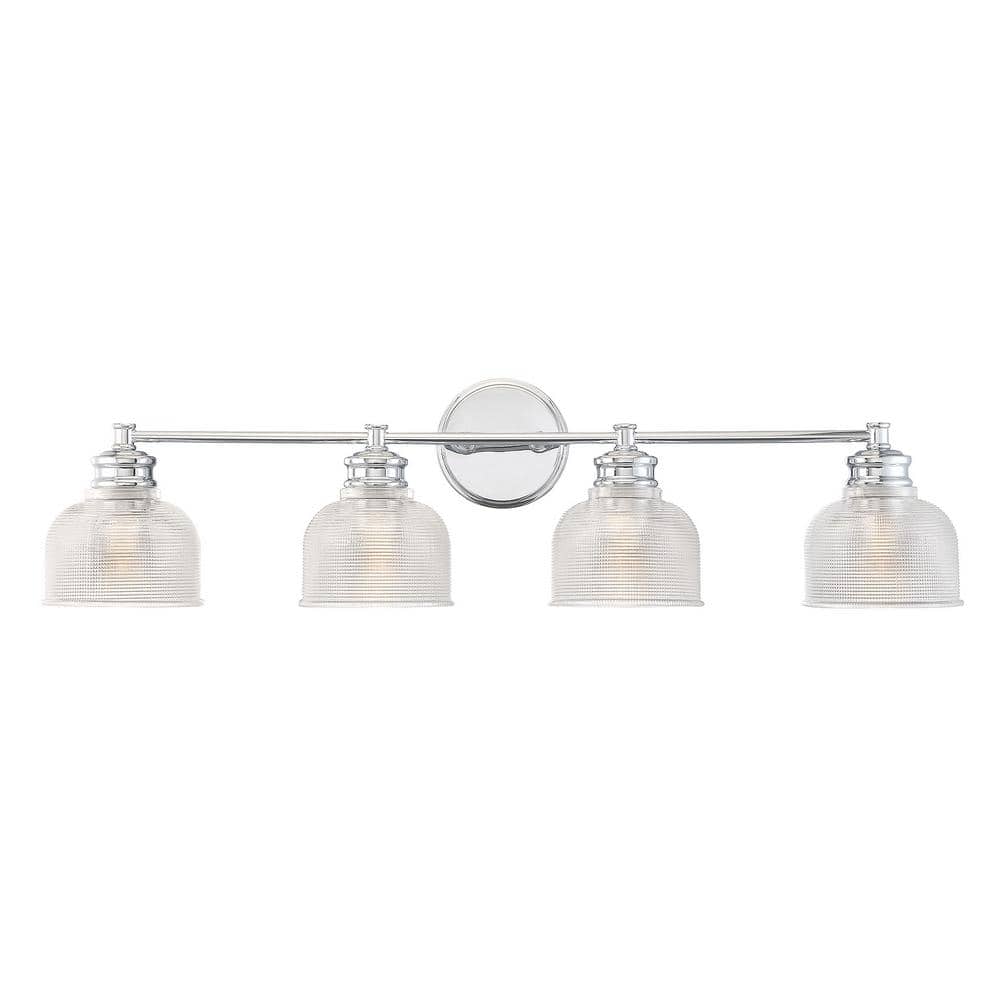 32 in. W x 9.25 in. H 4-Light Chrome Bathroom Vanity Light with Clear Glass Shades price history on PriceWatchPro
