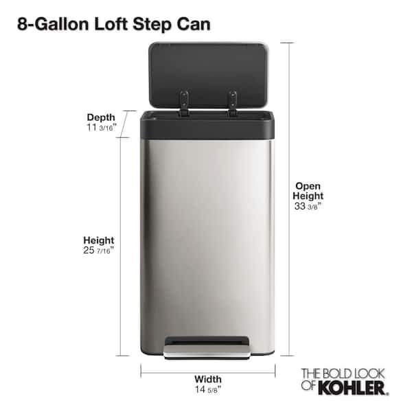 KOHLER 8 Gal. Loft Stainless Steel Trash Can