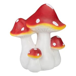 16.75 in. White and Red Hand Painted Mushrooms Outdoor Garden Decor