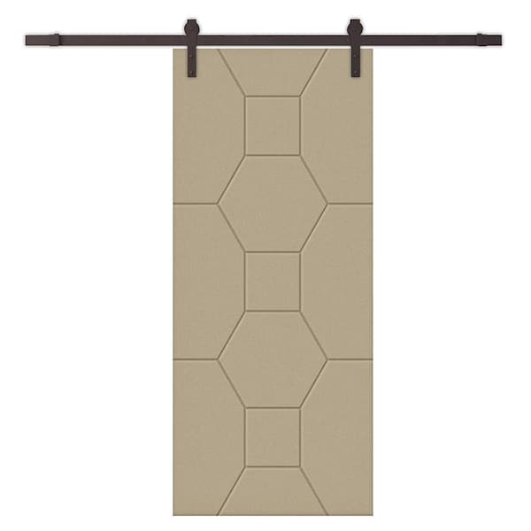 CALHOME 42 in. x 80 in. Unfinished Composite MDF Paneled Interior Sliding Barn Door with Hardware Kit