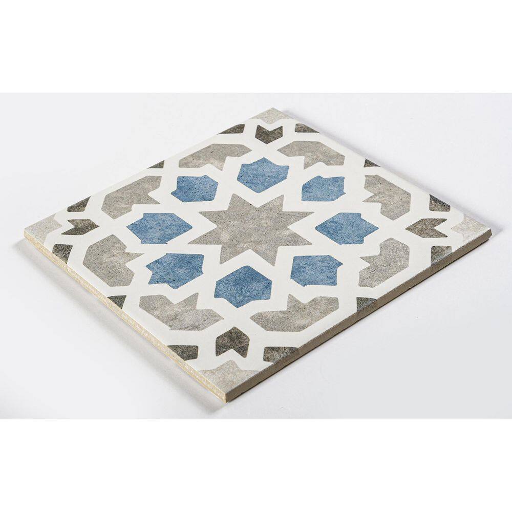Charmed Blue and Gray Glazed Porcelain Square Tile