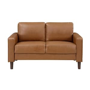 Apollo 54 in. W Brown Faux Leather Loveseat