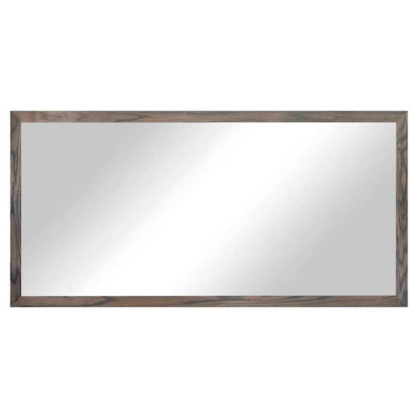 2 in Carbon Grey Frame (30 in. W x 75 in. H) Oak Hardwood Rectangle Wall Mirror