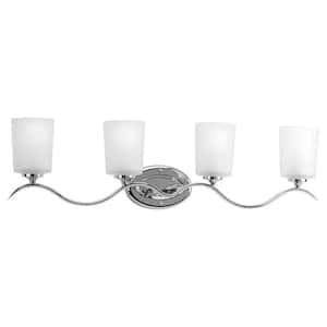 Inspire Collection 31-3/8 in. 4-Light Polished Chrome Etched Glass Traditional Bath Vanity Light
