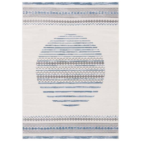 SAFAVIEH Alamo Ivory/Navy 8 ft. x 10 ft. Modern Geometric Area Rug