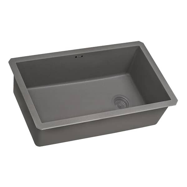 epiGranite 32 in. Undermount SIngle Bowl Urban Kitchen Sink in Urban Gray Granite Composite with Offset Drain