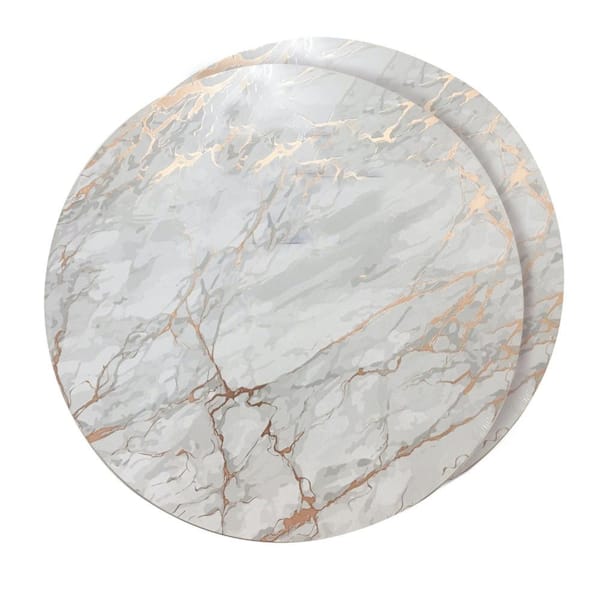 Marble Cork 15 in. x 15 in. Rose Gold Round Placemat Set of 2
