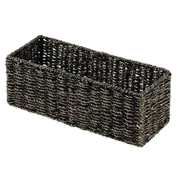 Dracelo Multiuse Hand Woven Plastic Wicker Basket with Divider for Organizing, Countertop Organizer Storage, Brown