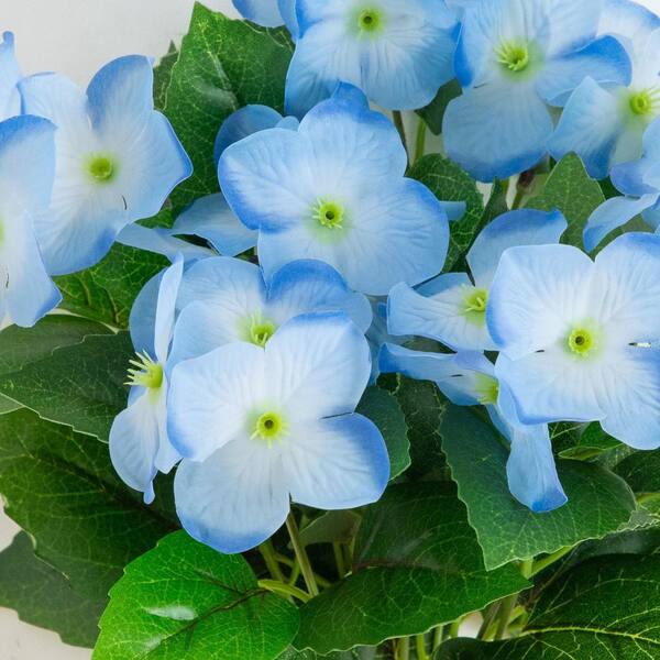Nearly Natural 14in. Blue UV Resistant Artificial Hydrangea Bush