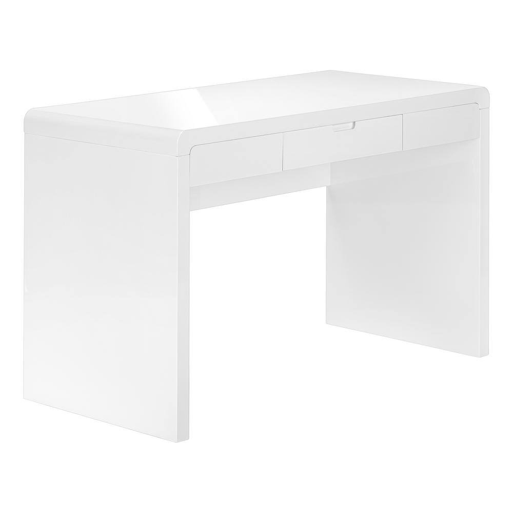 Desk 48 in. Rectangular High Glossy White 1-Drawer Computer Desk HD7580 ...