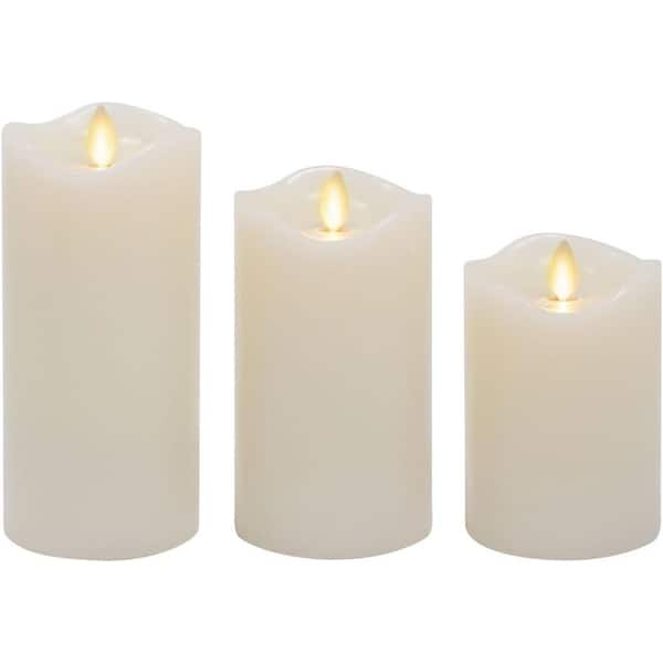 Ivory Battery Powered Unscented Real Wax Flameless LED Candle (Set of 3)