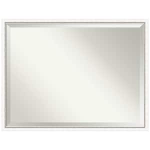 Morgan White Silver 42.25 in. x 32.25 in. Beveled Modern Rectangle Wood Framed Bathroom Wall Mirror in White