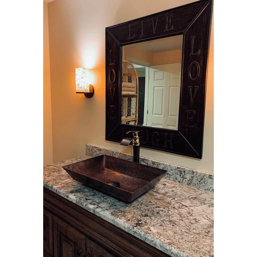 20" Hand Hammered Copper Rectangular Vessel Sink