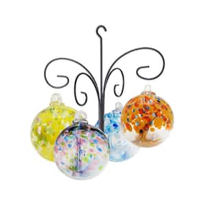 Tree Of Life 4 6 in. Multi-Color Hand Blown Glass Balls with Antique Bronze Finish Metal Hanger