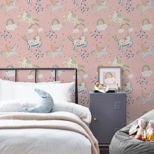 NEXT Party Unicorn Pink Removable Non-Woven Paste the Wall Wallpaper