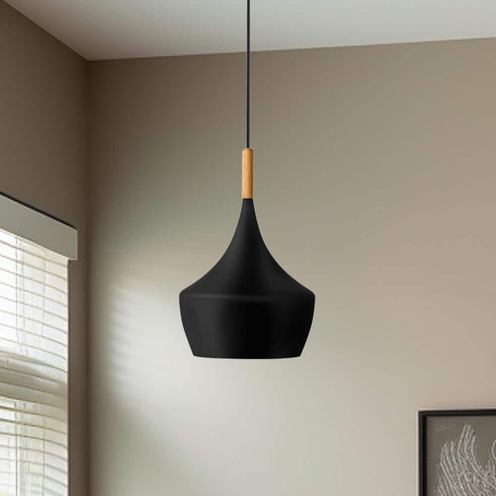 60-Watt 1-Light Matte Black Cone Pendant Light with Metal Bell Shade and No Bulbs Included for Kitchen Island price history on PriceWatchPro
