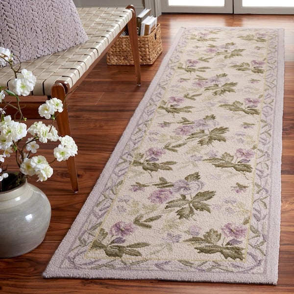 Chelsea 3 ft. x 10 ft. Ivory Geometric Floral Runner Rug